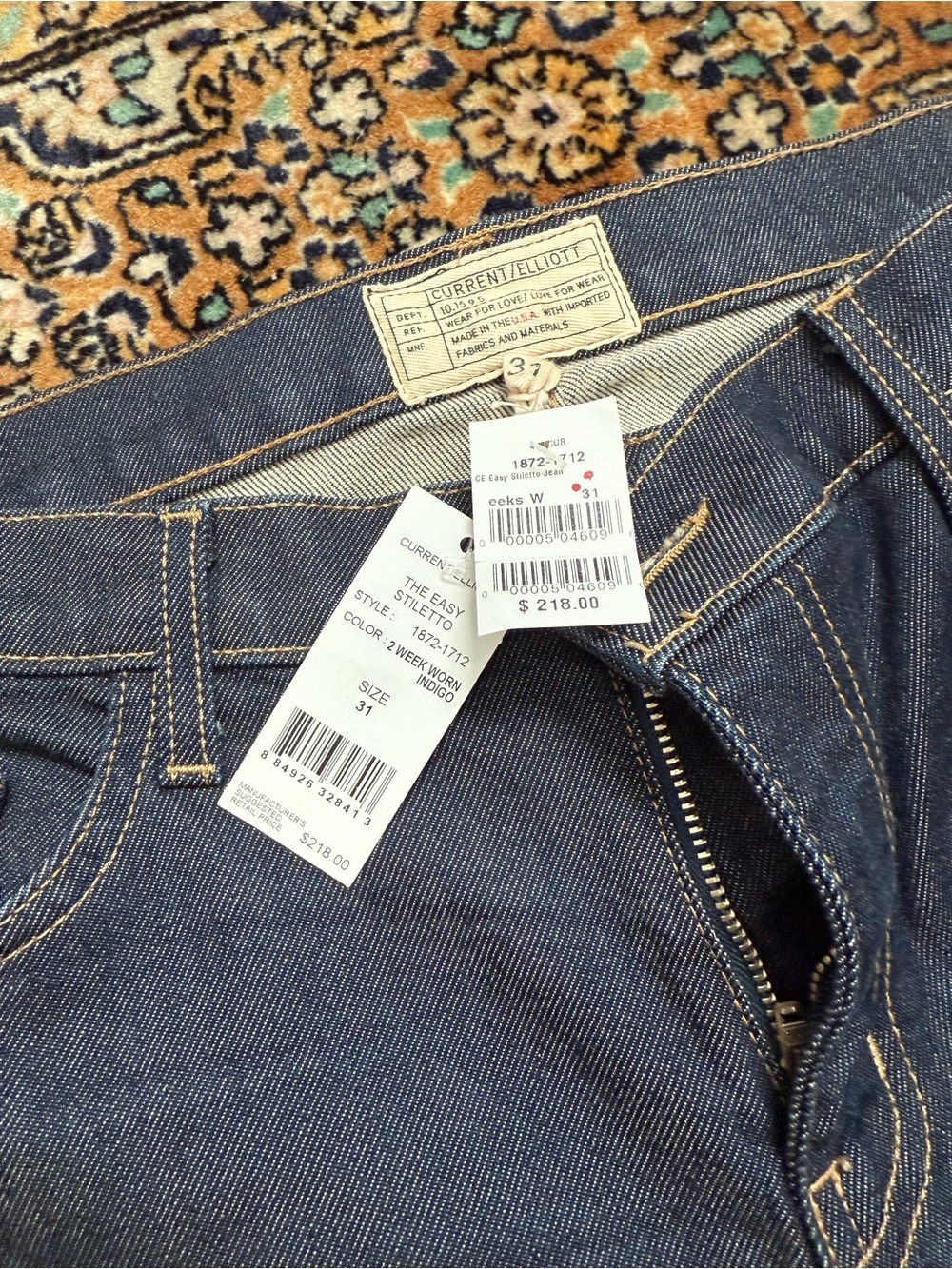 Current/Elliott Straight-Leg Jeans in Dark Indigo